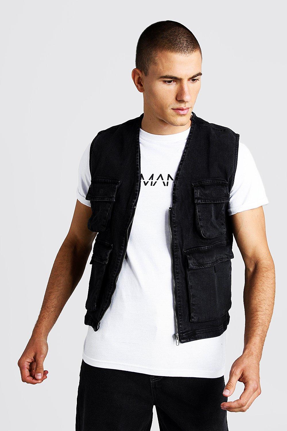 Denim utility outlet vest